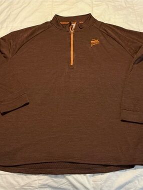 Pheasants Forever Brown 1/4 Zip Pullover with Orange Trim Men’s XL